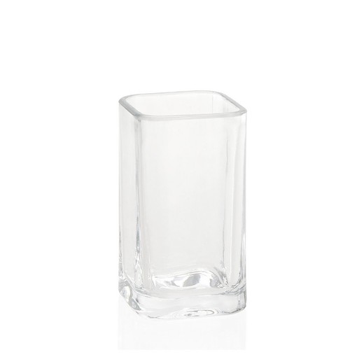 Kwadratowy szklany uchwyt na szczoteczki do zębów, 6x6x11cm