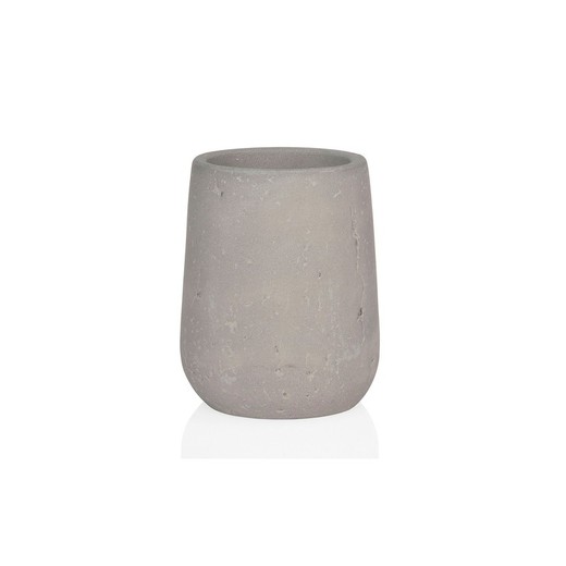 Grå solid cementbørsteholder, Ø8x10 cm