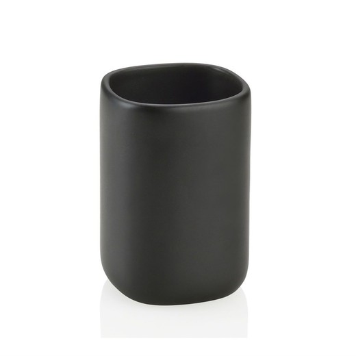 Czarny ceramiczny uchwyt na szczoteczki, Ø7x10,5cm