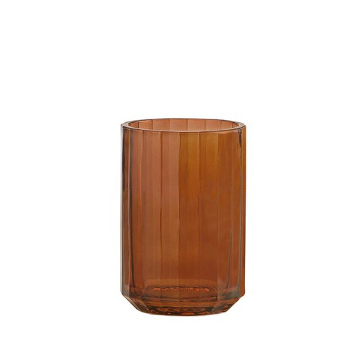 Tandborsthållare av glas i brunt, 7,5 x 7,5 x 11,5 cm | Brun