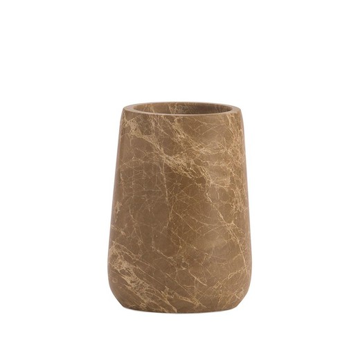 Zahnbürstenhalter aus Marmor in Braun, 8 x 8 x 11,5 cm | Brauner Marmor