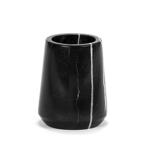 Black Marble Brush Holder, Ø8.5x10.5 cm