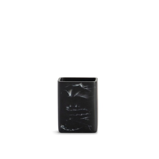 Portaspazzolini in poliresina nera, 8 x 6 x 10 cm