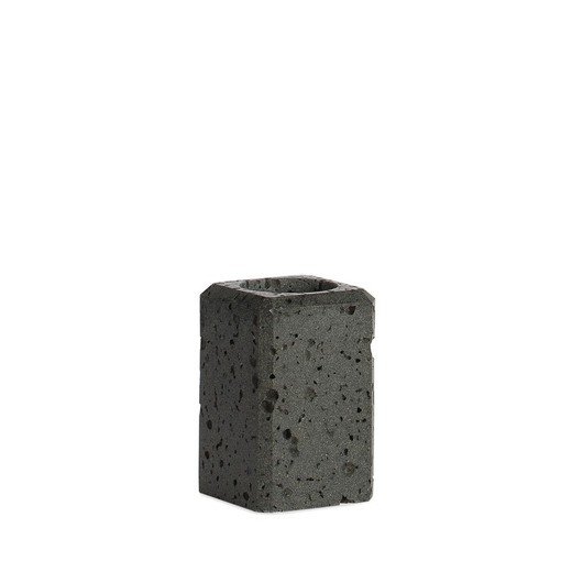 Portaspazzolini in travertino grigio, 7 x 7 x 11 cm | travertino