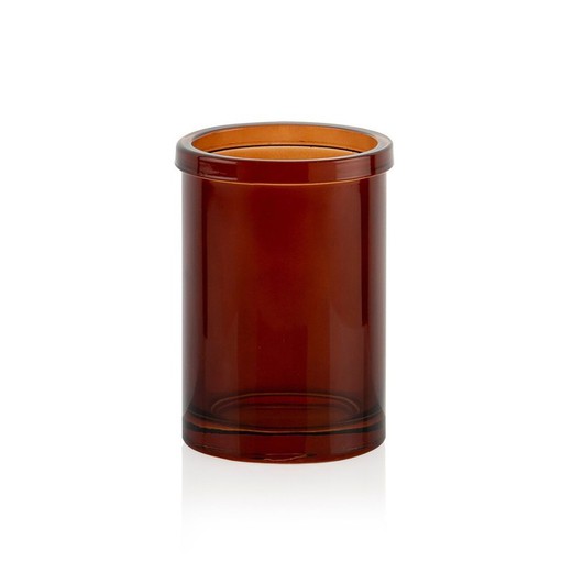 Amberkleurige glazen tandenborstelhouder, Ø 7 x 10,5 cm