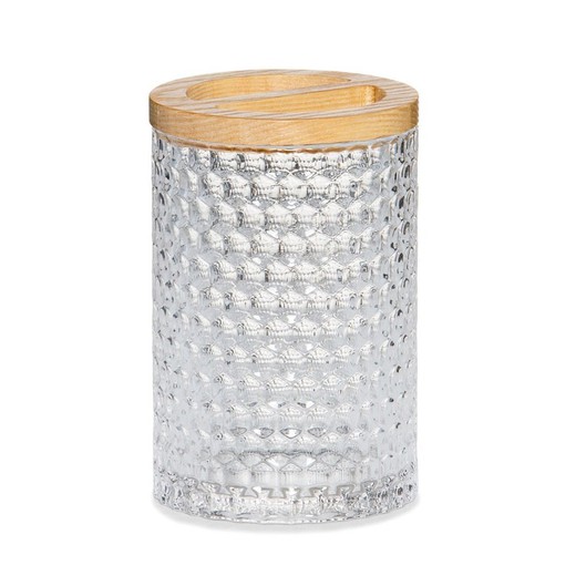 Diamanteffekt glas / ask tandbørsteholder, Ø7,5X11cm