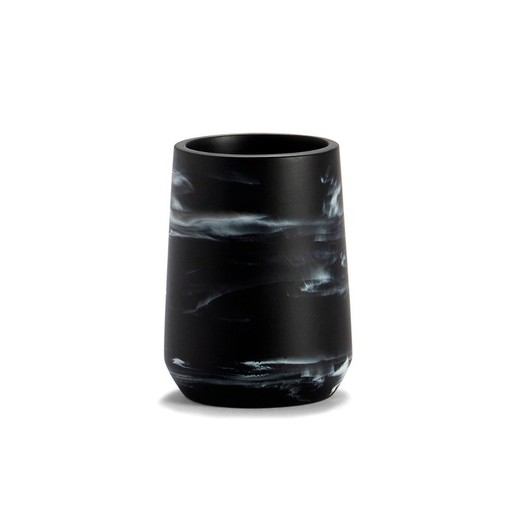 Portaspazzole effetto marmo nero, Ø8x10,5cm