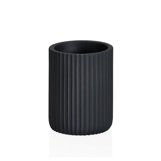 Portaspazzolino Stripes nero, Ø7x9,5cm