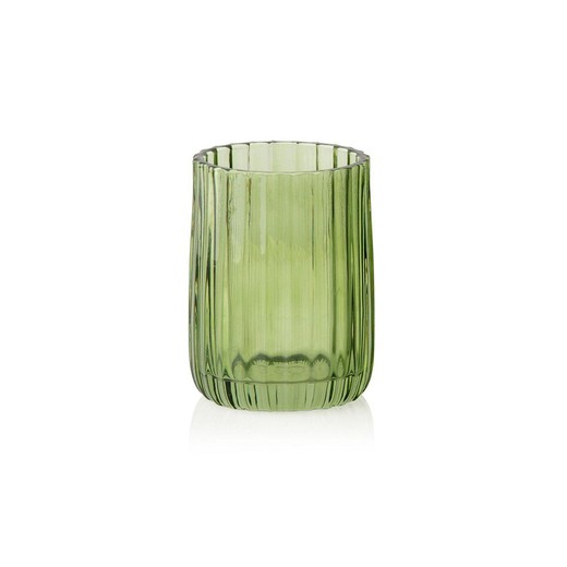 Portaspazzolino in vetro verde, Ø7x1 cm
