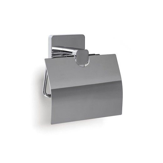 Zilverkleurige metalen toiletrolhouder, 12,5 x 5 x 12,5 cm