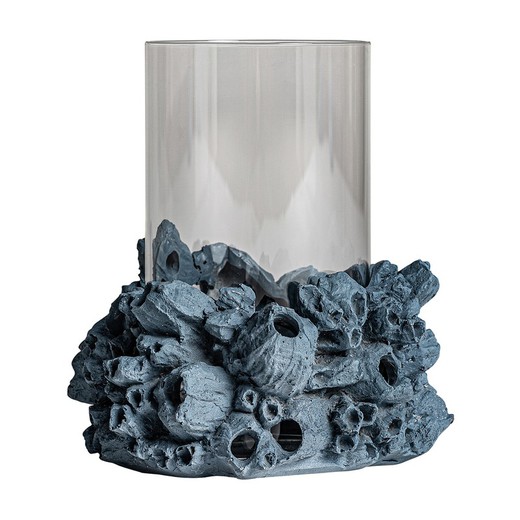 Resin Reef Candle Holder in Blue, 18 x 17 x 19 cm