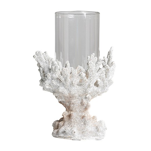 Reef Reef Candle Holder in White, 15 x 15 x 23 cm