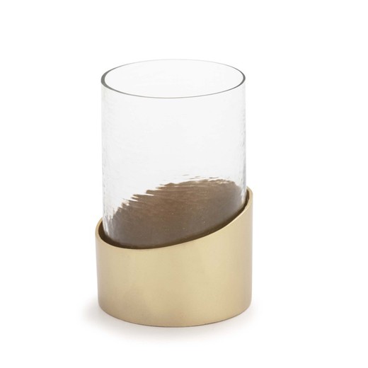 Kerzenhalter aus Glas und goldfarbenem Metall, Ø18x30cm