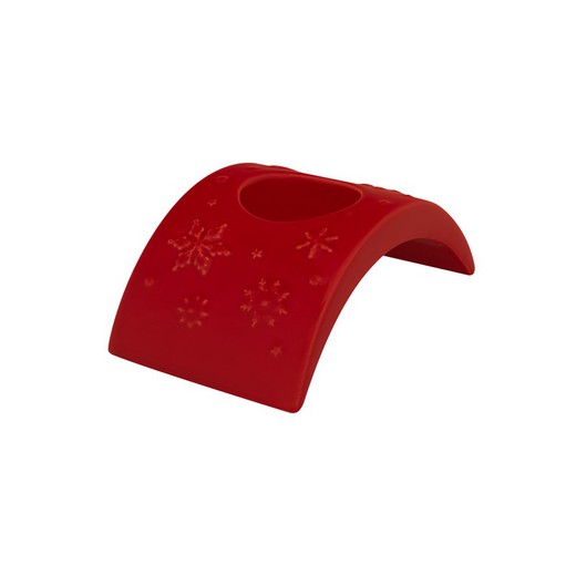 Castiçal em faiança vermelho, 14,1 x 8,5 x 5,3 cm | Flocos de neve