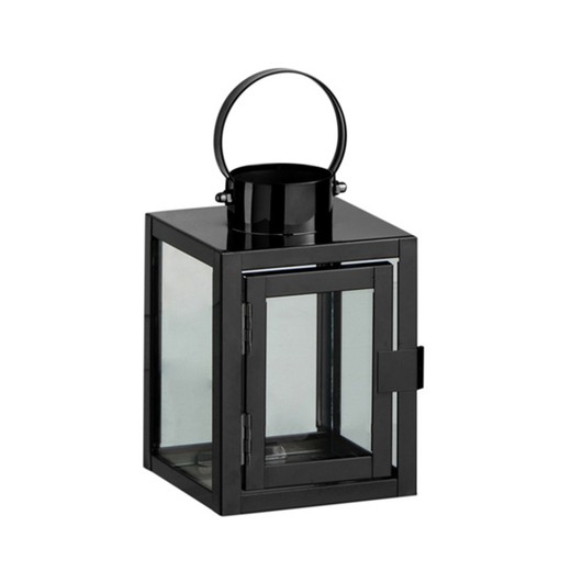 Ljushållare i glas och stål i svart, 11x10x16 cm