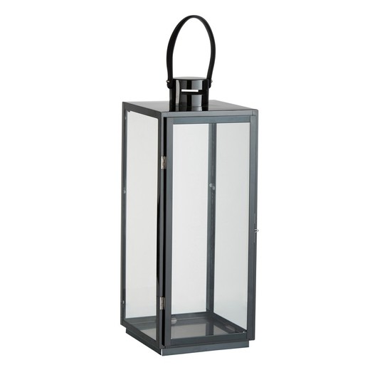 Kerzenhalter aus Glas und Stahl in Schwarz, 22x21x54 cm