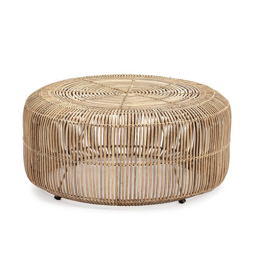 Metal and White Wicker Puff, 84x84x37 cm