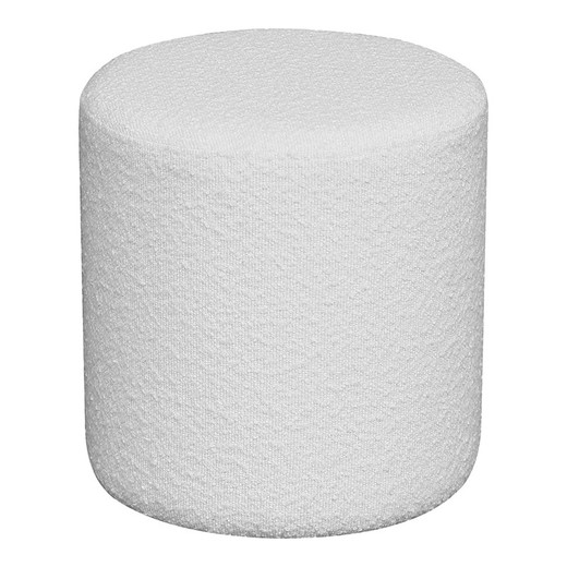 Pouf in tessuto bouclé bianco, 34 x 34 x 36 cm | Ejby