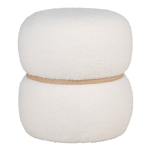 Pouf in tessuto bouclé bianco, 38 x 38 x 41 cm | Milford