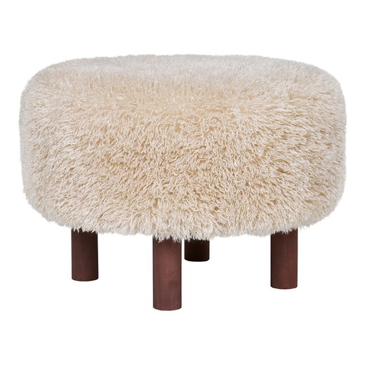 Fabric and wood pouf in sand, 50 x 50 x 33 cm | Inverness