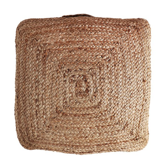 Thiesi jute and polyester pouf in natural, 48 x 48 x 15 cm
