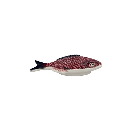 Rabanera grenat et faïence blanche, 15 x 7 x 2 cm | Poisson