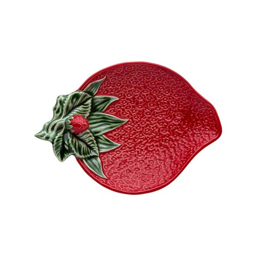 Rabanera in faience in rosso e verde, 21 x 15 x 5 cm | Fragole