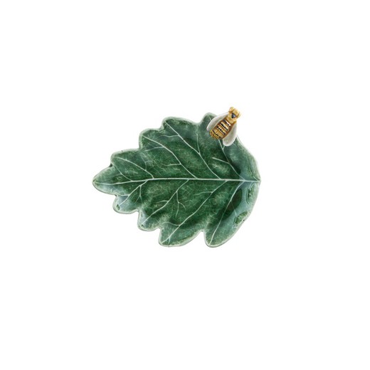 Rabanera aus grünem Steingut, 13,7 x 11,4 x 3,5 cm | Blätter des Feldes