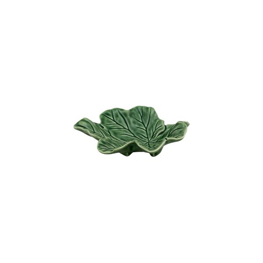 Green earthenware rabanera, 14 x 12 x 4.5 cm | Leaves