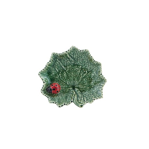 Rabanera aus grünem Steingut, 14 x 12,6 x 3,5 cm | Blätter des Feldes