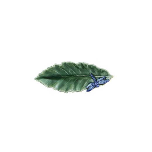 Rabanera aus grünem Steingut, 16 x 6,5 x 2,8 cm | Blätter des Feldes