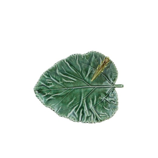 Rabanera aus grünem Steingut, 17,5 x 14 x 3,8 cm | Blätter des Feldes