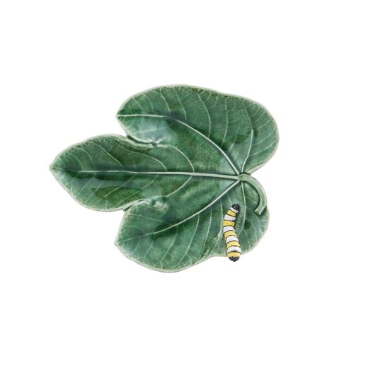 Rabanera aus grünem Steingut, 18,6 x 15,4 x 3,7 cm | Blätter des Feldes
