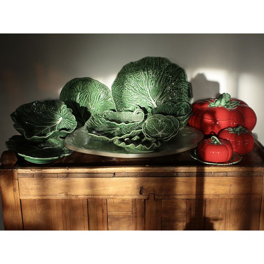 Rabanera L z ceramiki w kolorze zielonym, Ø 25 x 10 cm | Kapusta