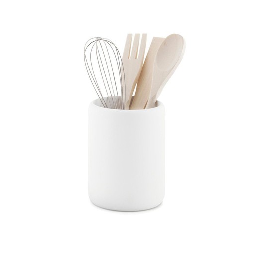 REMODELADO TIPO A - Pote para utensílios de cozinha em poliresina branca Ø10,5 x 22,5 cm