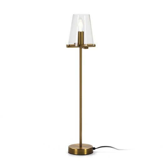 REACONDICIONADO TIPO A -Lámpara de sobremesa cristal metal dorado, Ø15x67 cm