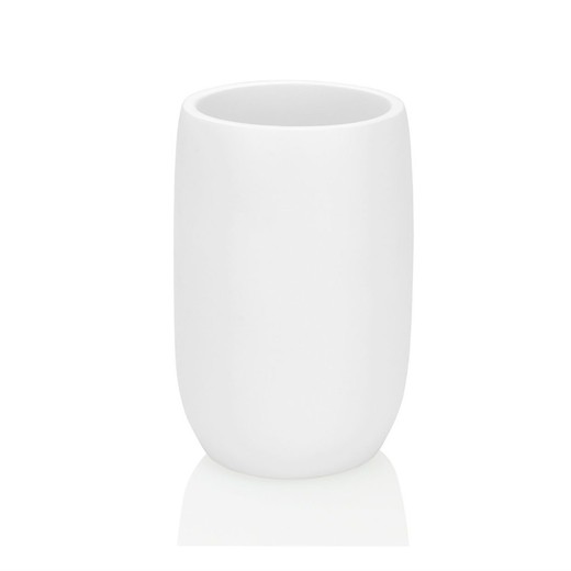 REFURBISHED TYPE A -White ceramic toothbrush holder, Ø7x11cm