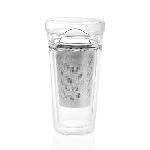 RENOVIERT TYP A – Teeglas mit Glas-/Edelstahlfilter, 200 ml, Ø8 x 16 cm