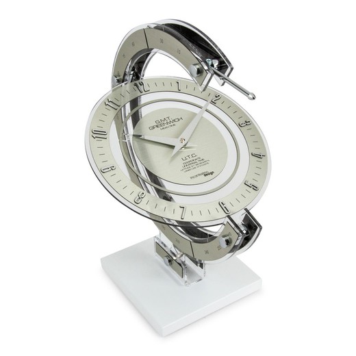 Horloge de table Greenwich Armillare en méthacrylate gris, 24x33x45 cm