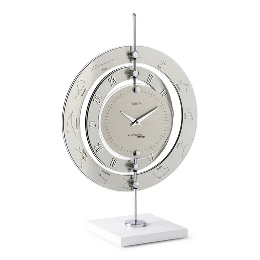 Orologio da tavolo Ipsum in metacrilato argento, 33x17x50 cm