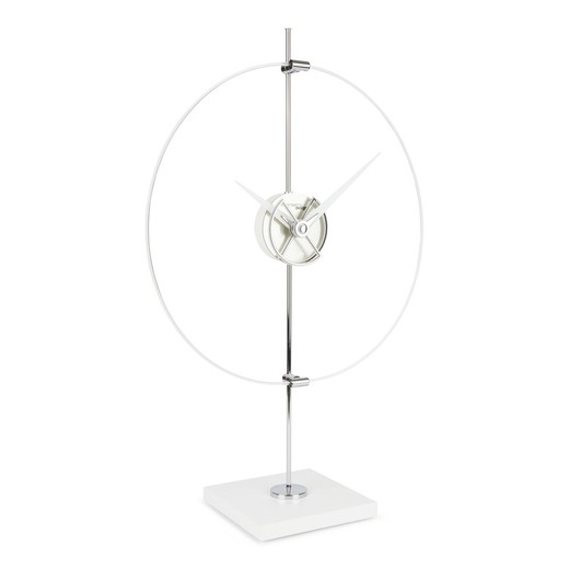 Zegar stołowy Unum ze srebrnego metakrylanu, 40x17x63 cm