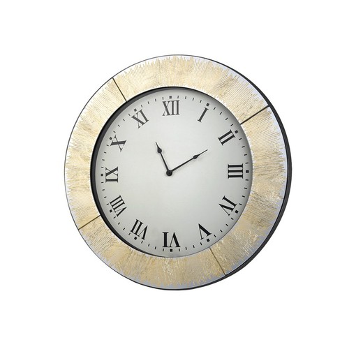 Kryształowy zegar ścienny i złoty liść Aurora Gold, 60x5x0cm