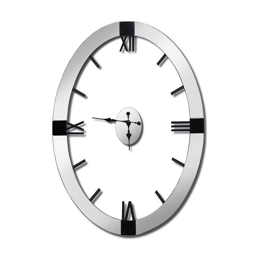 Wood and Glass Wall Clock Times and Kairos Mirrored, 85x6x120cm