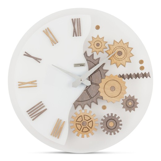 Reloj de pared Mekaniko de metacrilato gris, Ø45 cm