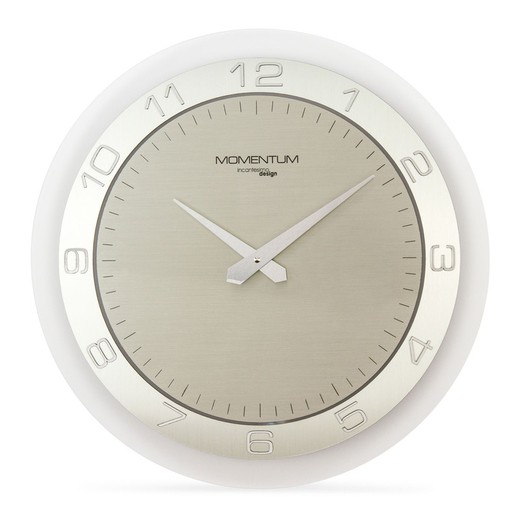 Srebrny zegar ścienny Momentumde PVC, Ø45 cm