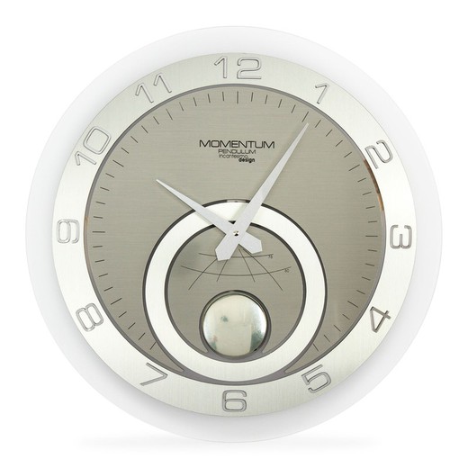 Relógio de parede Momentun com pêndulo de metacrilato de prata, Ø45 cm