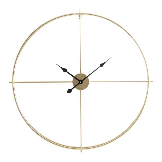 Reloj pared de hierro dorado, 84x7x84 cm | Veresa