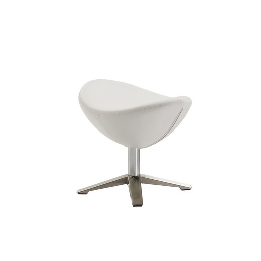 Eco-Leather and Metal Egg Footstool White, 56x49x45cm