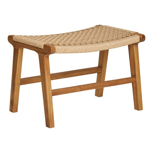 Teak wood footstool in natural, 60 x 40 x 42 cm | Derby