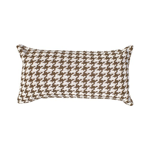 ŻEBA | Brązowo-biała poduszka w pepitkę 55 x 30 cm
